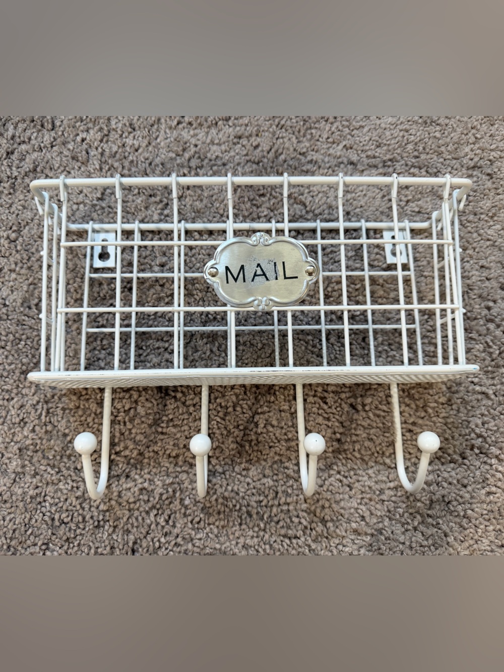 3/$25 Y2K retro vintage styled white mail key holder cottage Americana
